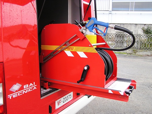 Mobile unit on a skid inside a fire engine
